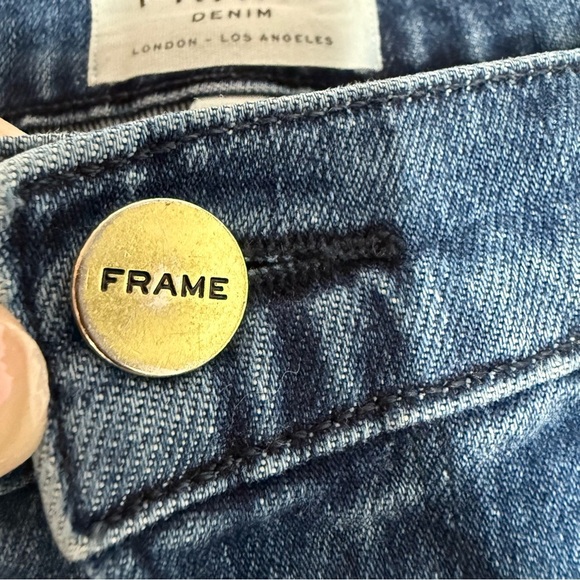 FRAME Le Crop Flare Distressed Jeans Clover Hill Raw Hem size 28 - Picture 4 of 6